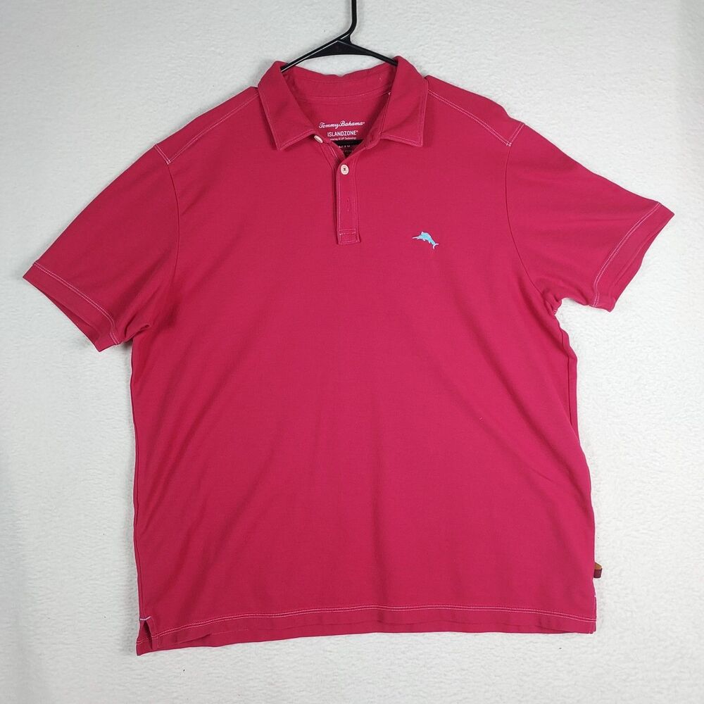 Tommy Bahama IslandZone Polo Shirt Mens XL Pink Short Sleeve Golf Casual